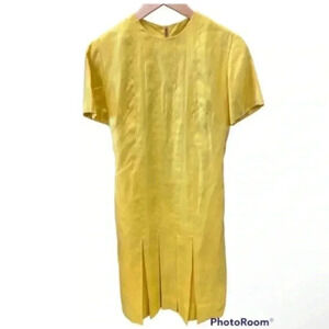 Robert Peters for Julius Garfinckel  Vintage Retro Yellow Silk Dress Pinup